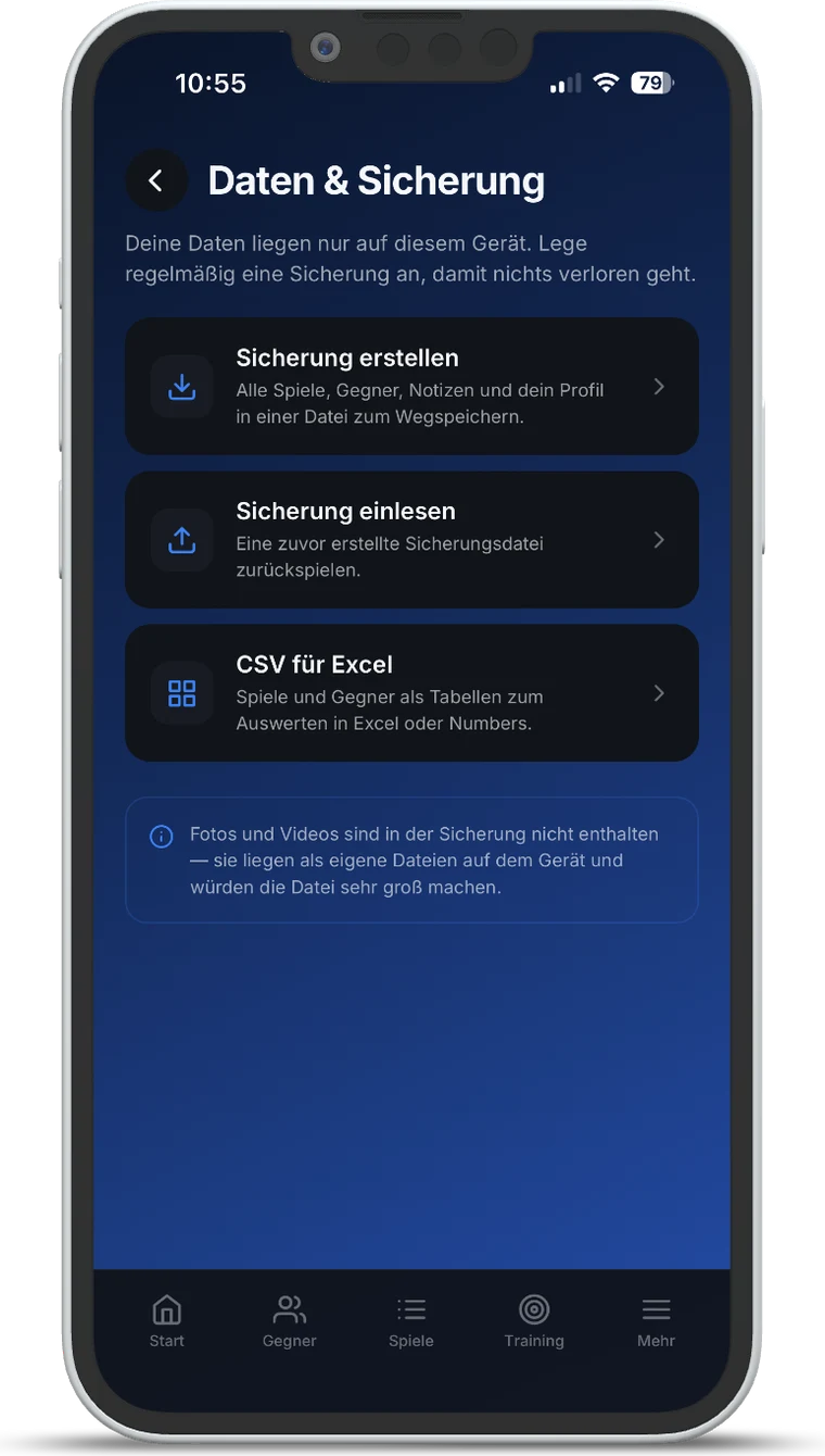 TT Playbook Player — données et sauvegarde avec création, restauration et export CSV
